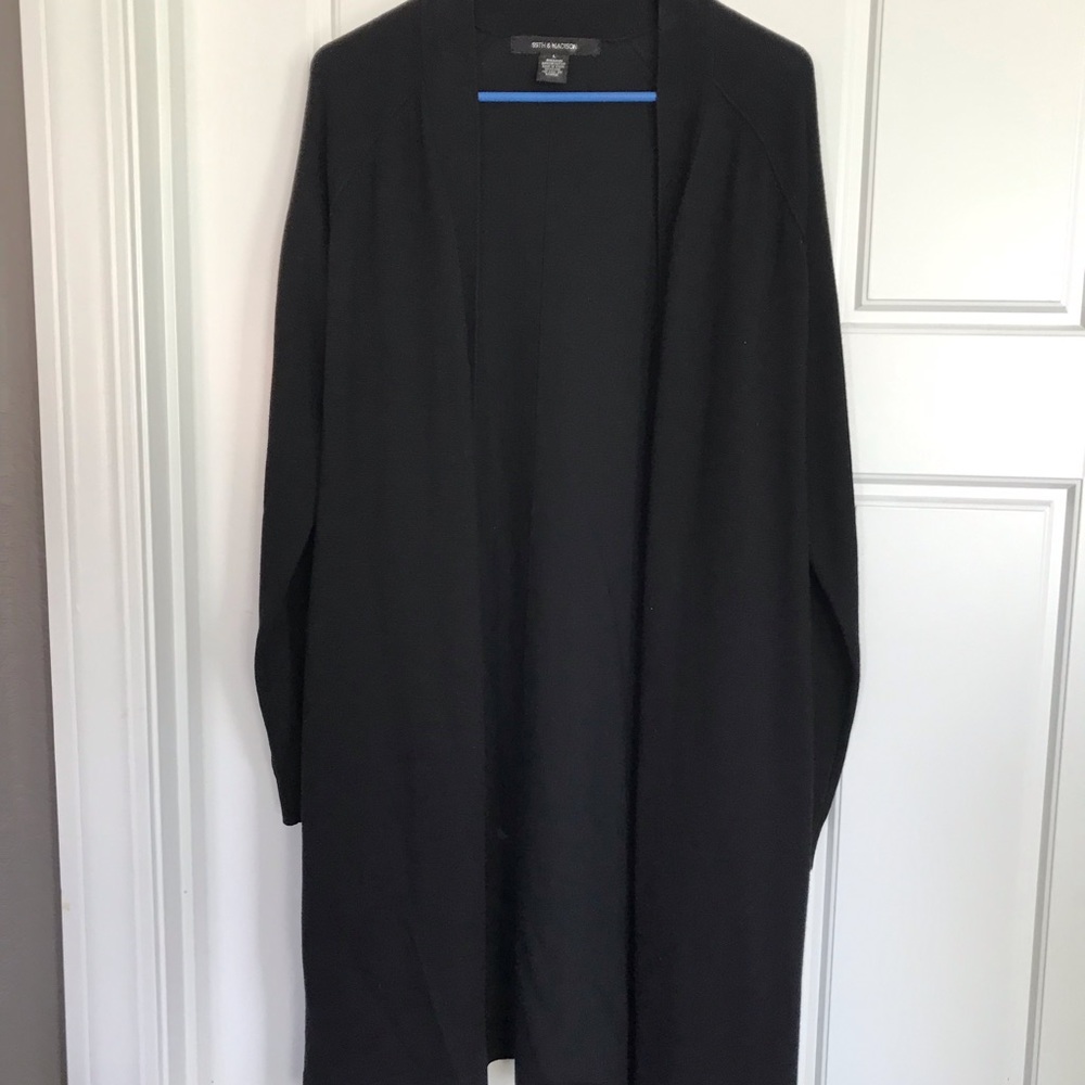 Long black sweater coat